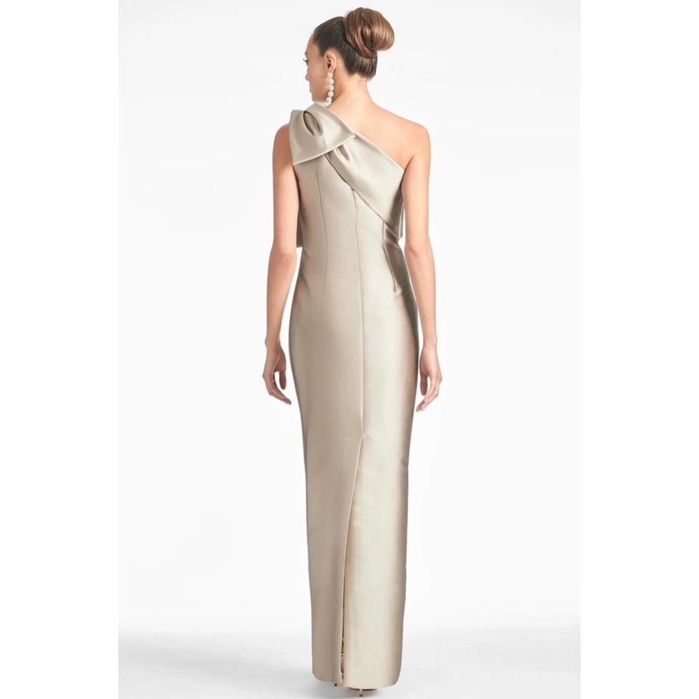 Sachin & Babi Bonnie‎ One ShoulderMikado Column Gown Pewter Sz 6 NWT$895 - Picture 5 of 7
